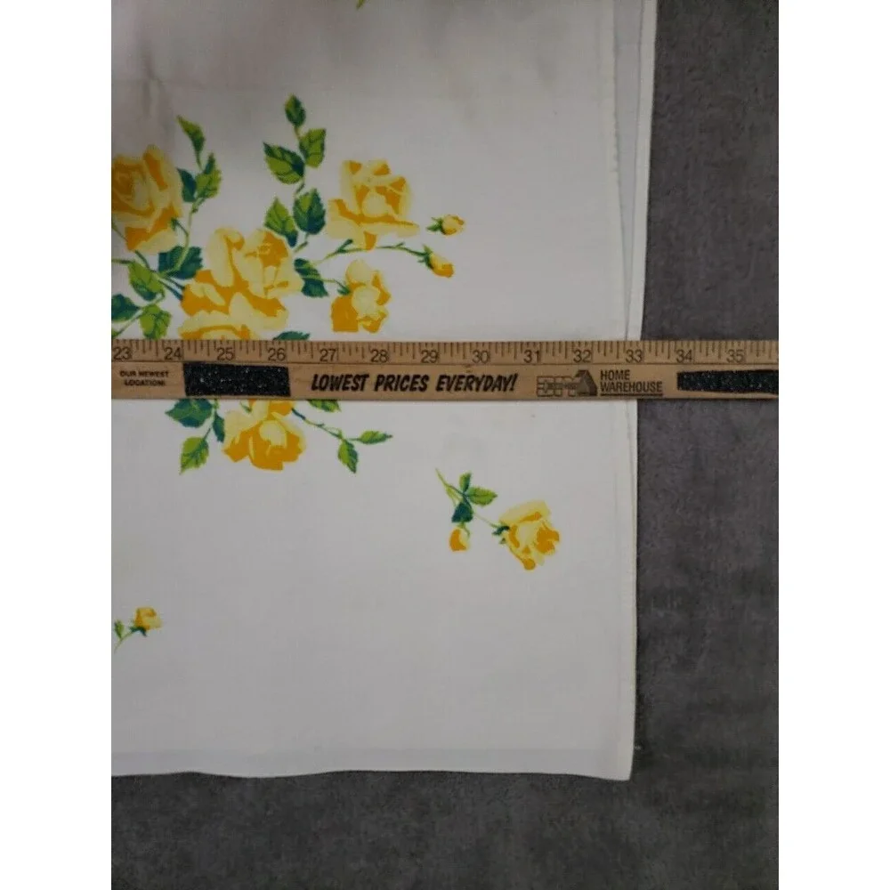 VTG Cloth Tablecloth Yellow Cabbage Rose Rectangle 54